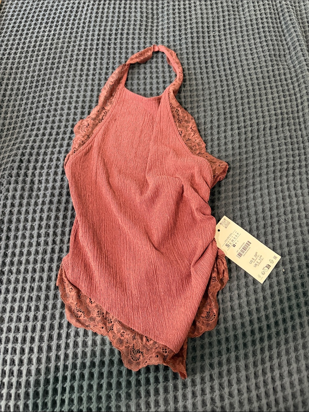 Zara Rose Halter Lace-Trim Camisole